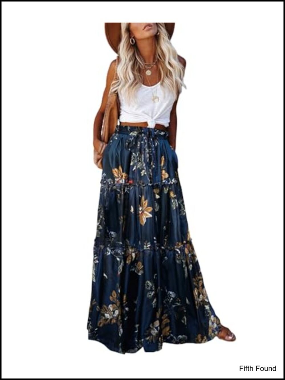 Womens Boho Flowy Maxi Skirt High Waist Tie Pocket Chiffon A-Line